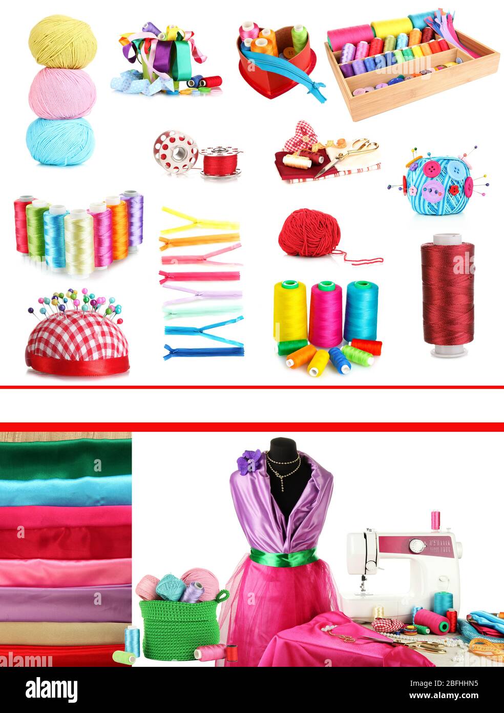 Collage d'équipement de couture Banque D'Images