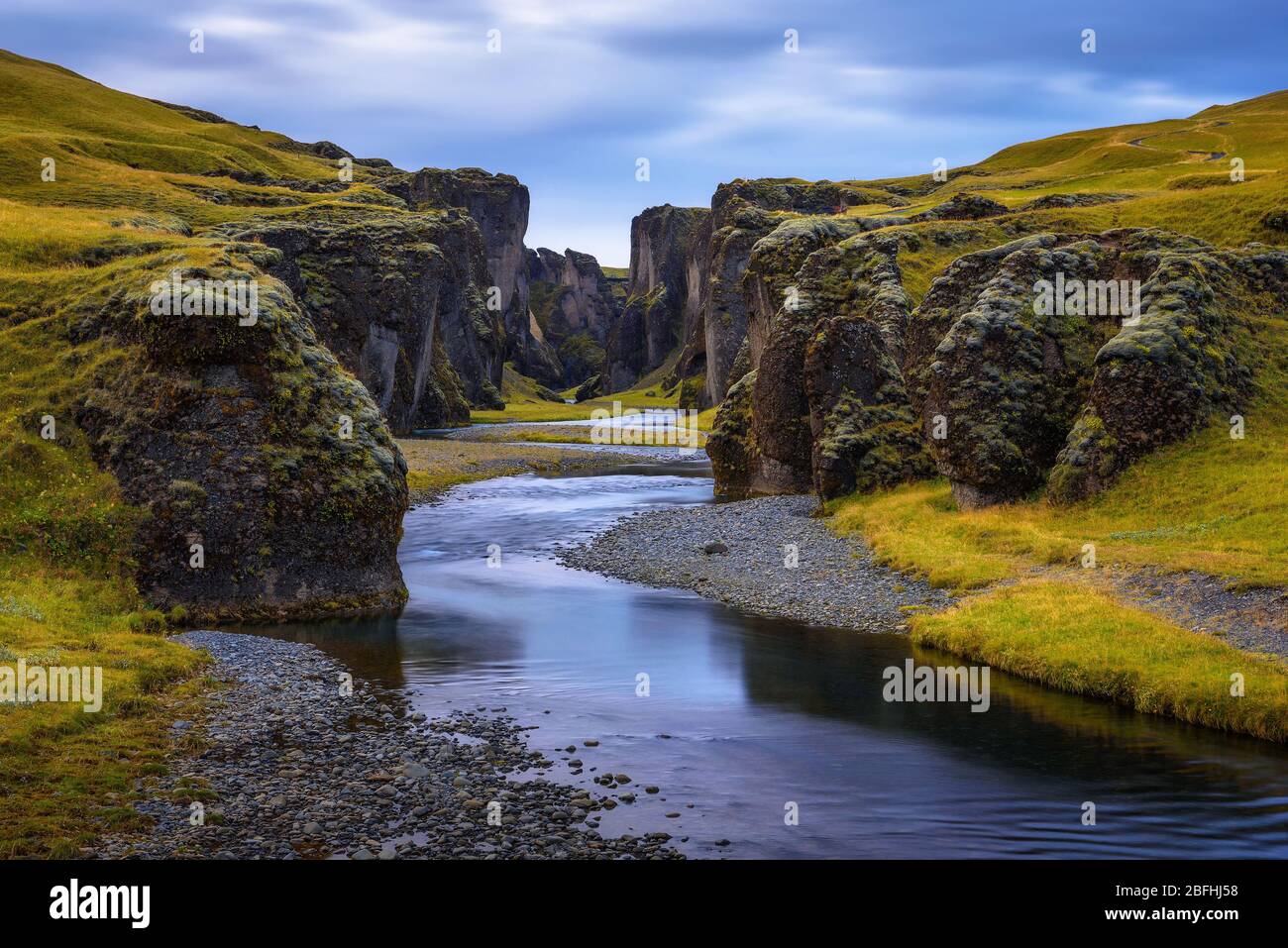 Fjadrargljufur et canyon River dans le sud-est de l'Islande Banque D'Images