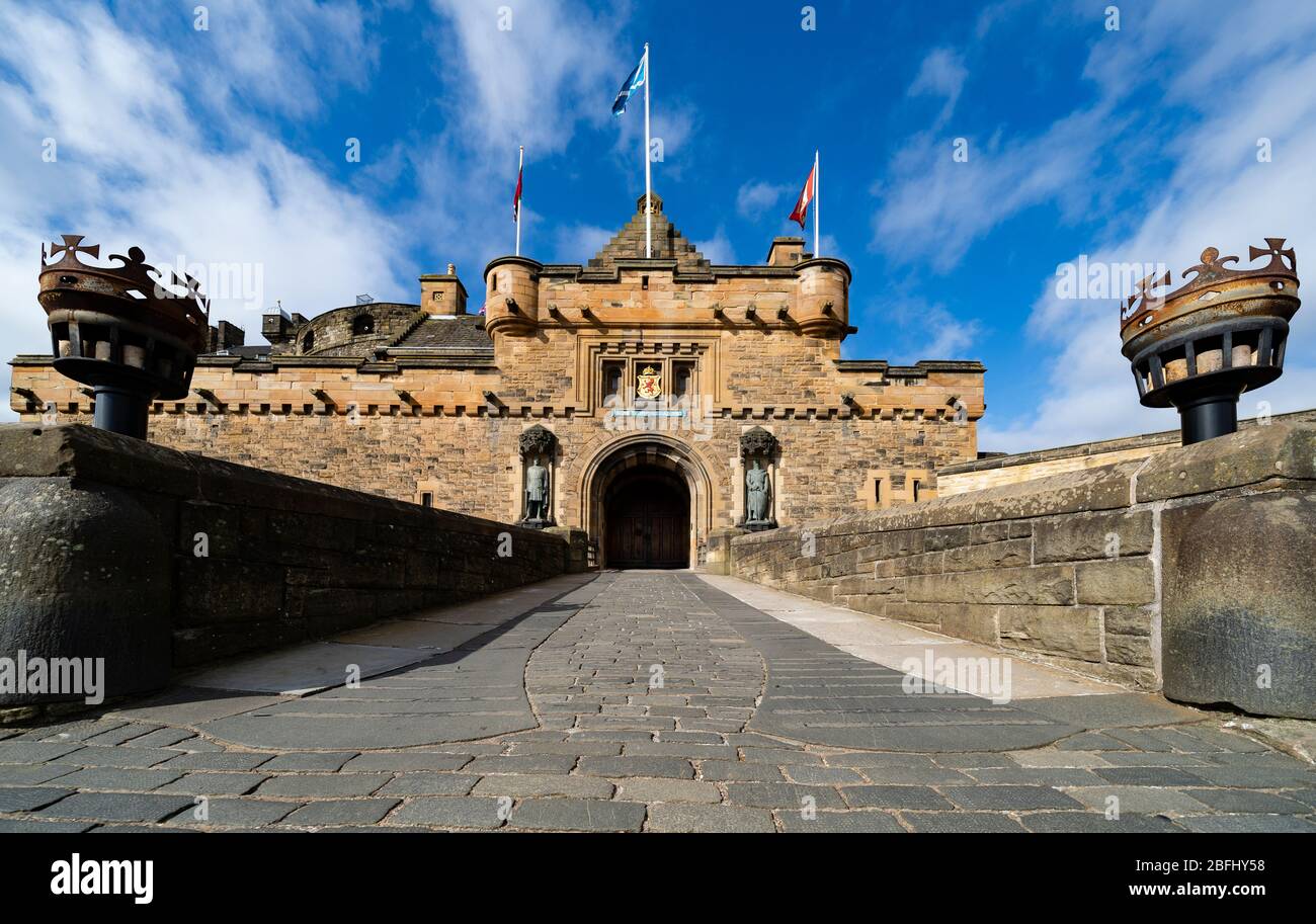 Porte d'entrée au château d'Édimbourg, Écosse, Royaume-Uni Banque D'Images