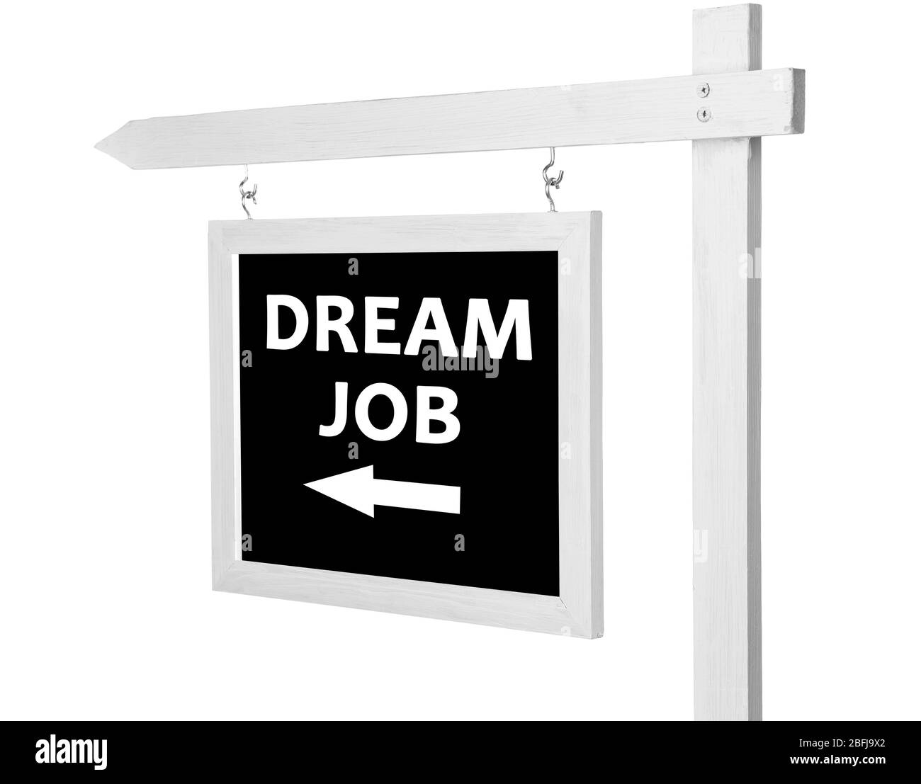 Pointeur avec texte Dream Job isolé sur blanc Banque D'Images Pointeur avec texte Dream Job isolé sur blanc Banque D'Images