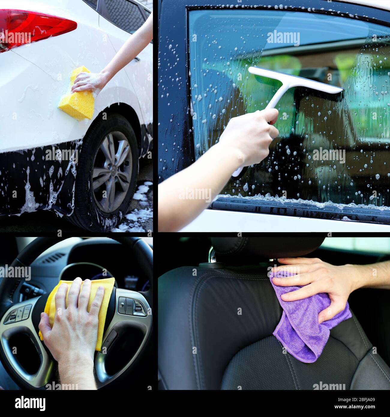 Collage lavage de voiture Banque D'Images