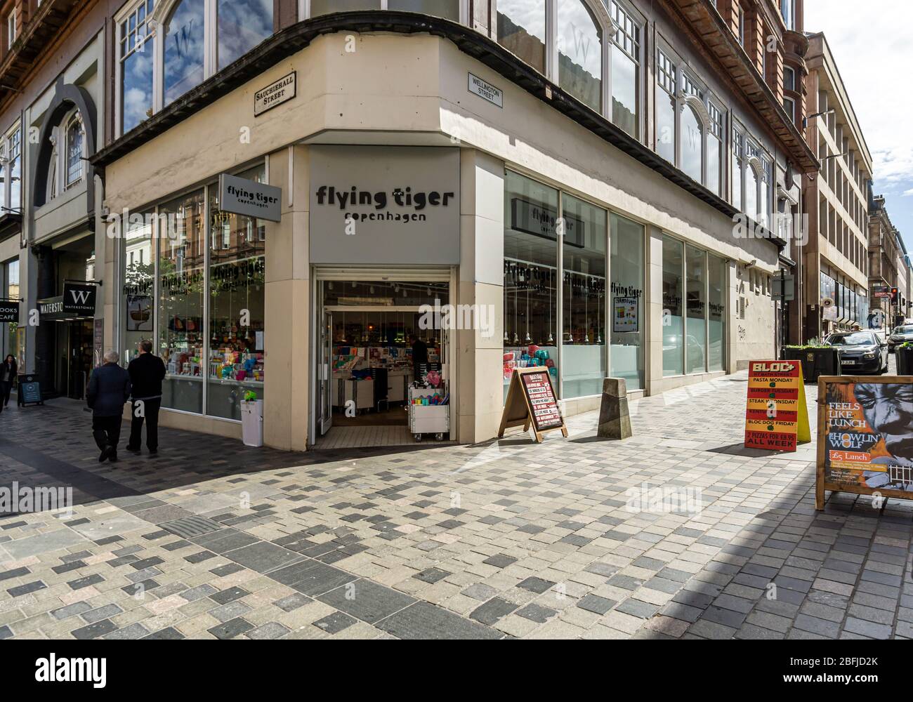 The Flying Tiger Shop Copenhague, à l'angle de Buchanan nStreet et de Wellington Street, à Glasgow, en Écosse, au Royaume-Uni Banque D'Images