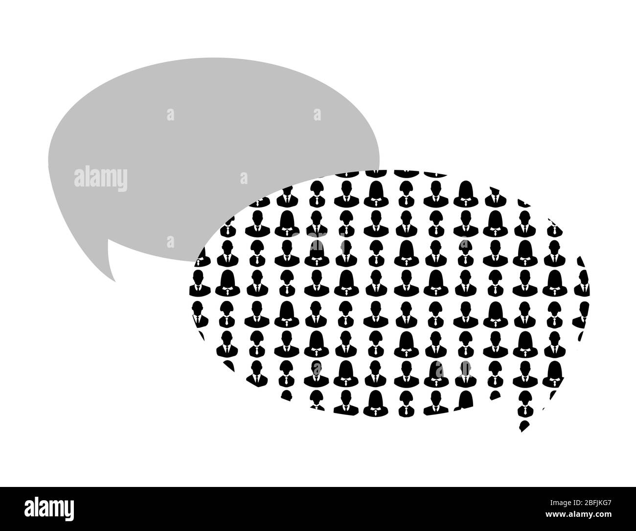 Silhouettes de gens d'affaires dans la bulle de discours isolé sur blanc Banque D'Images