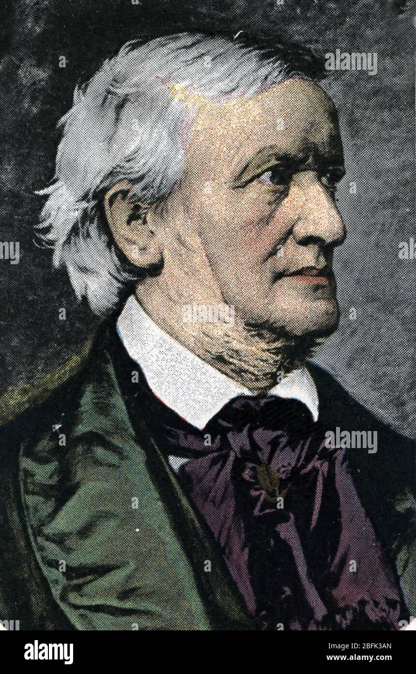 Portrait du compositeur allemand Richard Wagner (1813-1883) Chromolithographie débuts 20eme série de siecle privee Banque D'Images