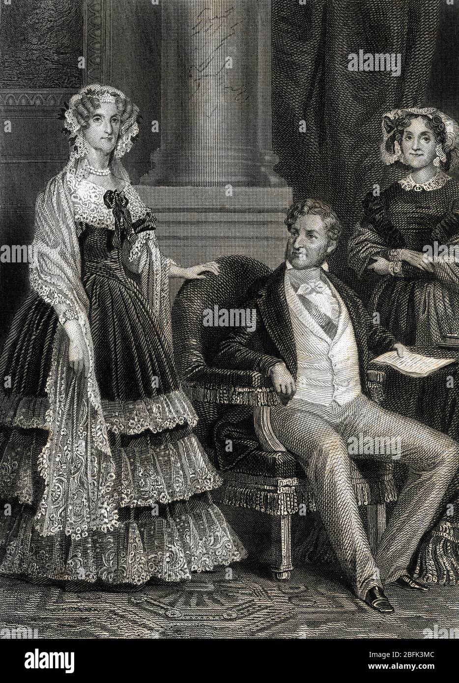 Portrait de Louis Philippe I avec sa femme Maria Amalia De Naples et de la Sicile et de sa sœur Adelaide Banque D'Images