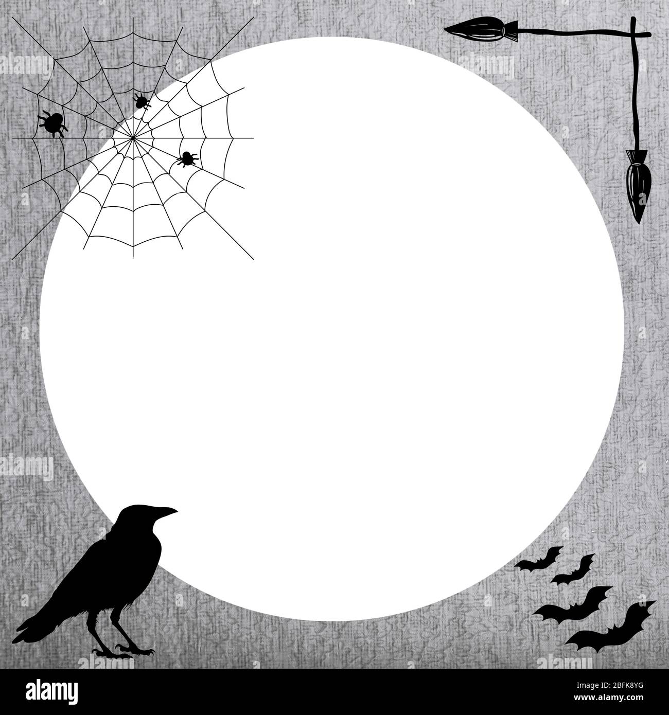 Collection d'icônes halHalloween sur fond de lune Banque D'Images