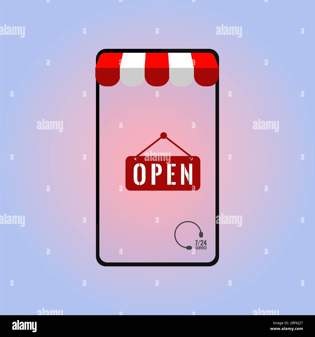 conception de vecteur de marketing mobile ouvert 24 h/24 et 7 j/7 sur la carte du monde Banque D'Images