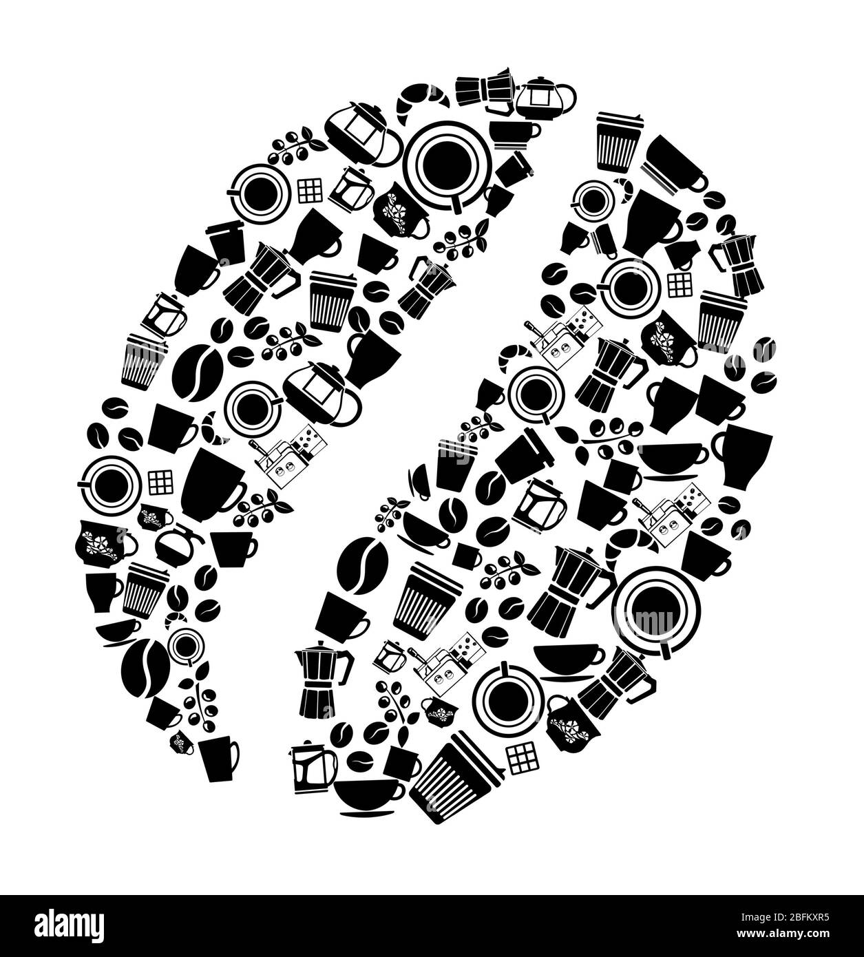 Icônes vectorielles café sur fond blanc Banque D'Images