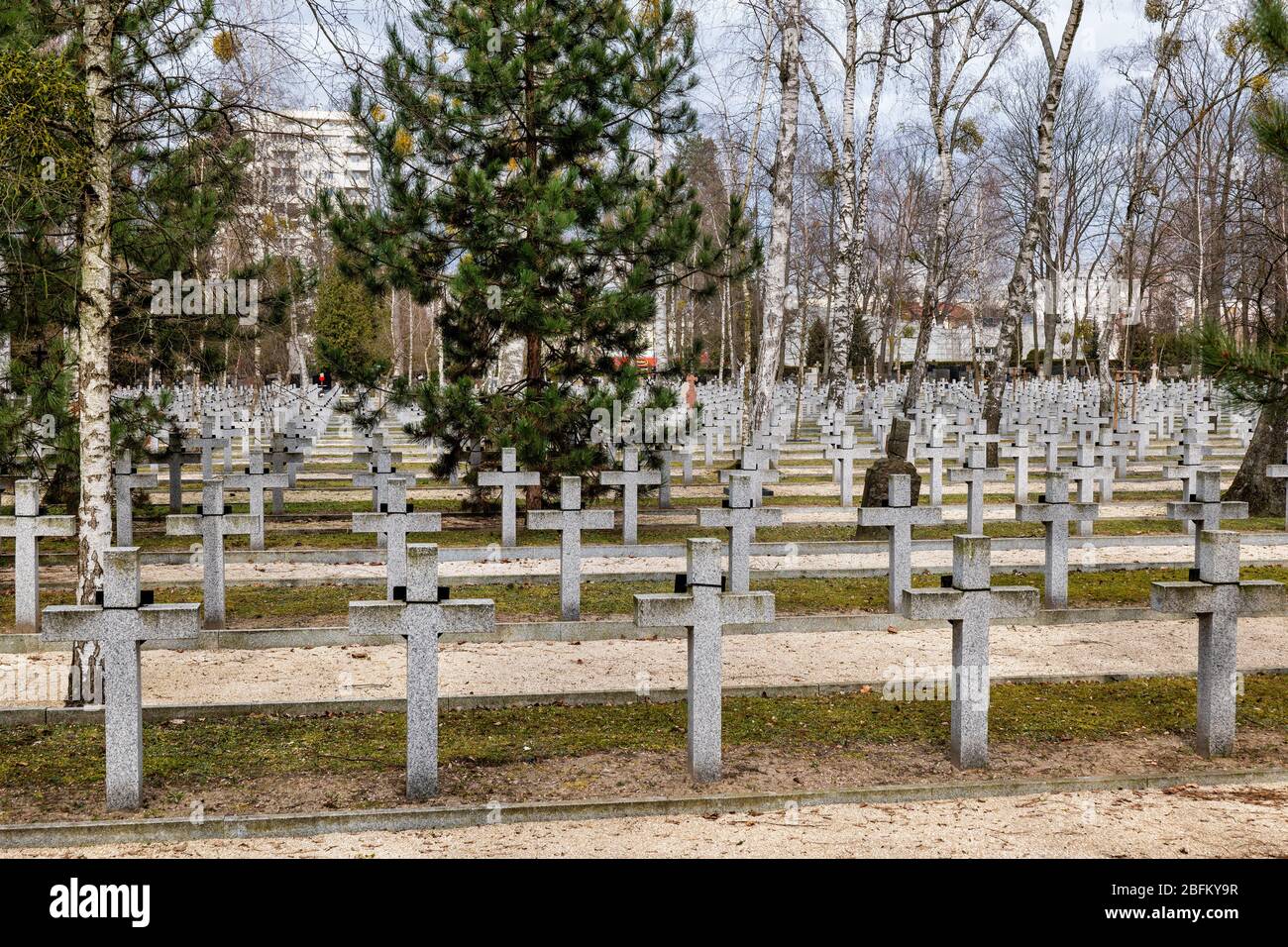 Varsovie, Pologne - mars 2020 : tombes de soldats au cimetière militaire de Powazki Banque D'Images