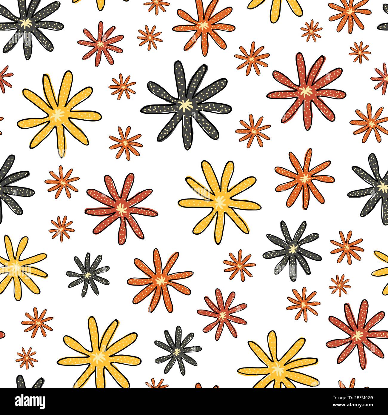 Fleurs en pointillés colorées sur un fond blanc et transparent vecteur répétition modèle Illustration de Vecteur