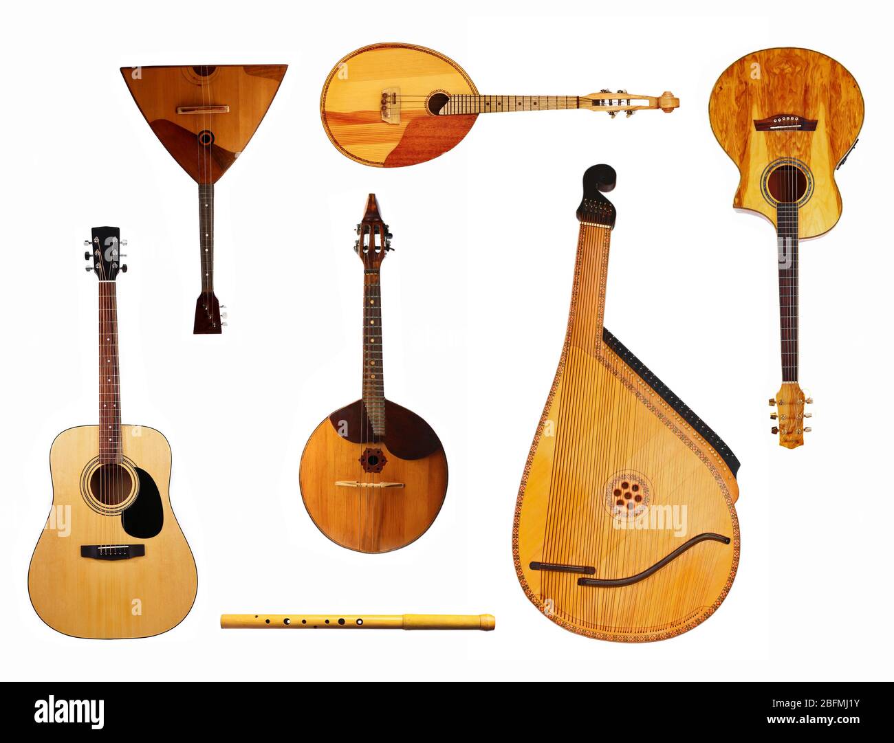 Collage d'instruments de musique isolés sur blanc Banque D'Images