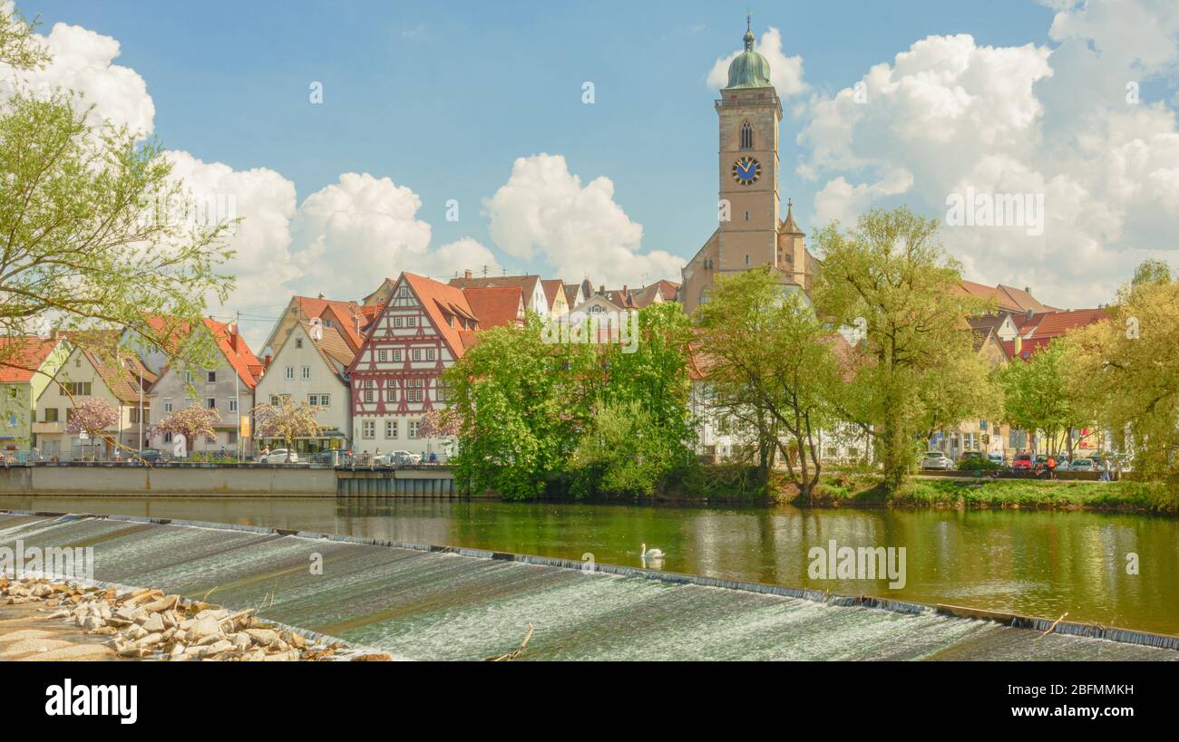 Vue panoramique sur la ville de Nürtingen au Neckar Banque D'Images
