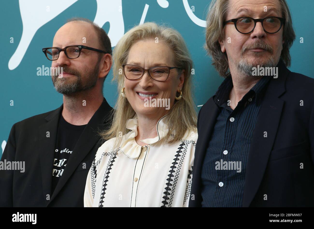 VENISE, ITALIE - 01 SEPTEMBRE : Steven Soderbergh, Meryl Streep et Gary Oldman assistent à la séance photo « The Laundromat » au cours du 76ème Festival du film de Venise Banque D'Images