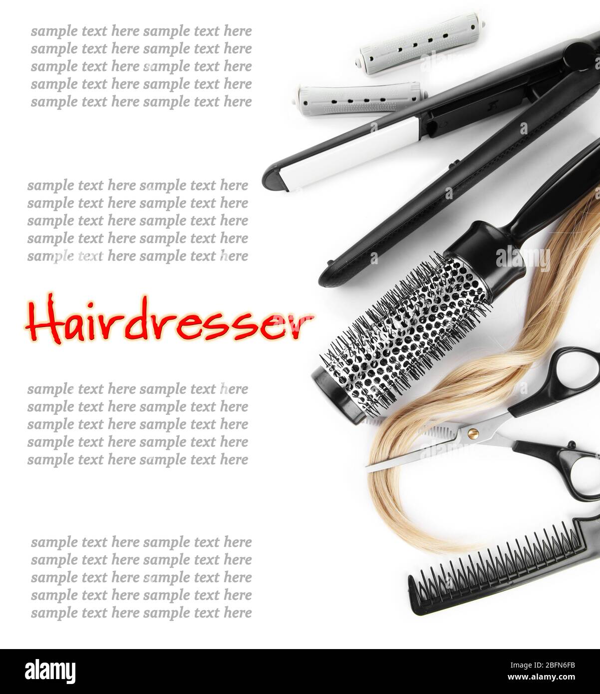 Coiffeur professionnel outils, isolated on white Banque D'Images