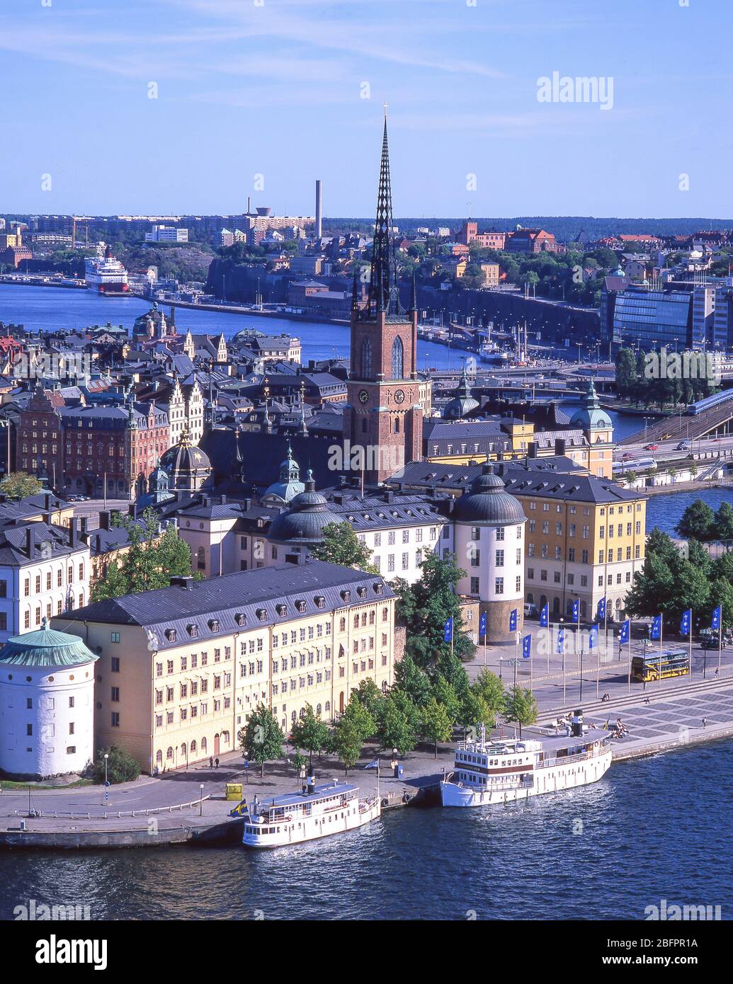 Vue aérienne de Gamla Stan (vieille ville) depuis l'hôtel de ville, Stadsholmen, Stockholm, Royaume de Suède Banque D'Images