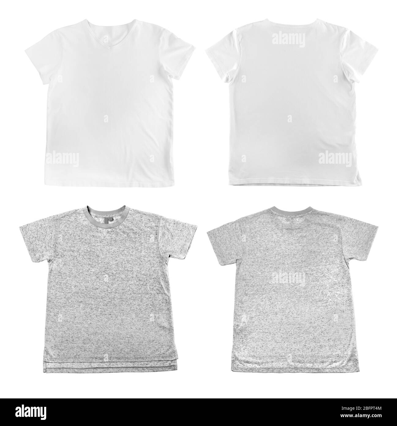Différentes vues des t-shirts sur fond blanc Banque D'Images