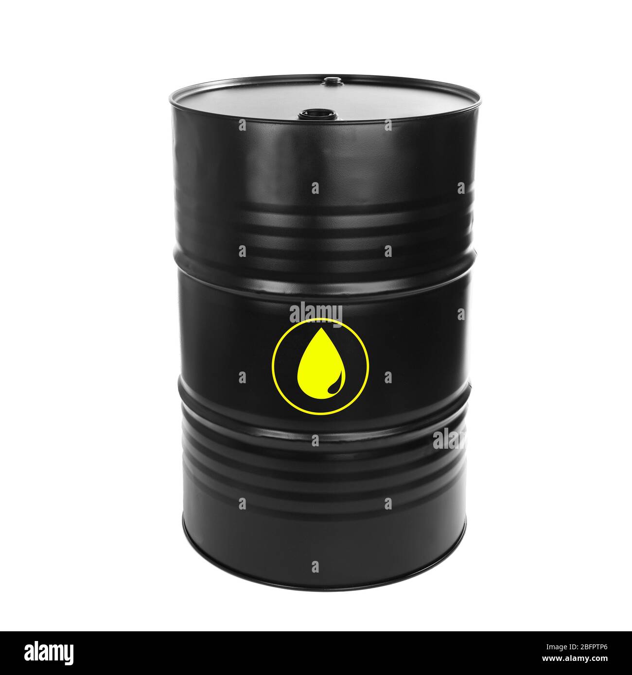 Le baril de pétrole noir sur fond blanc Banque D'Images
