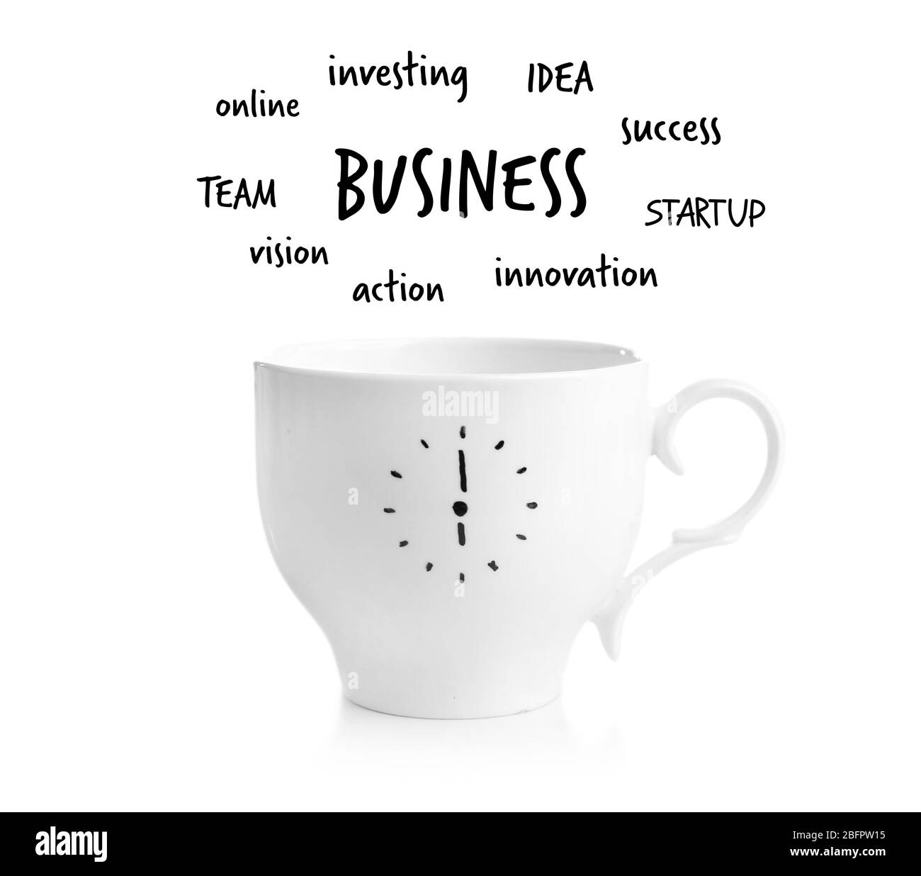 Cloud de mots de tasse et D'AFFAIRES sur fond blanc Banque D'Images