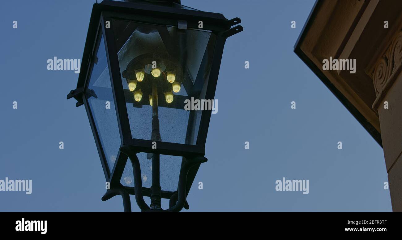 Lampes de rue à gaz anciennes à Gornji Grad à Zagreb Banque D'Images