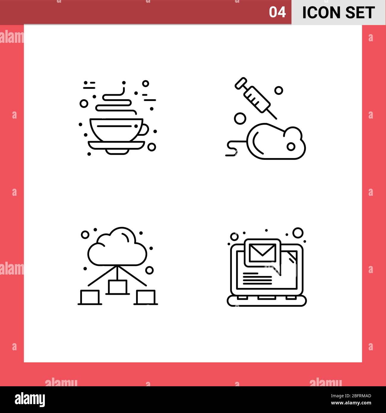 4 concept de ligne pour les sites Web Mobile et Apps chocolat, réseau, chaud, souris, ordinateur Editable Vector Design Elements Illustration de Vecteur
