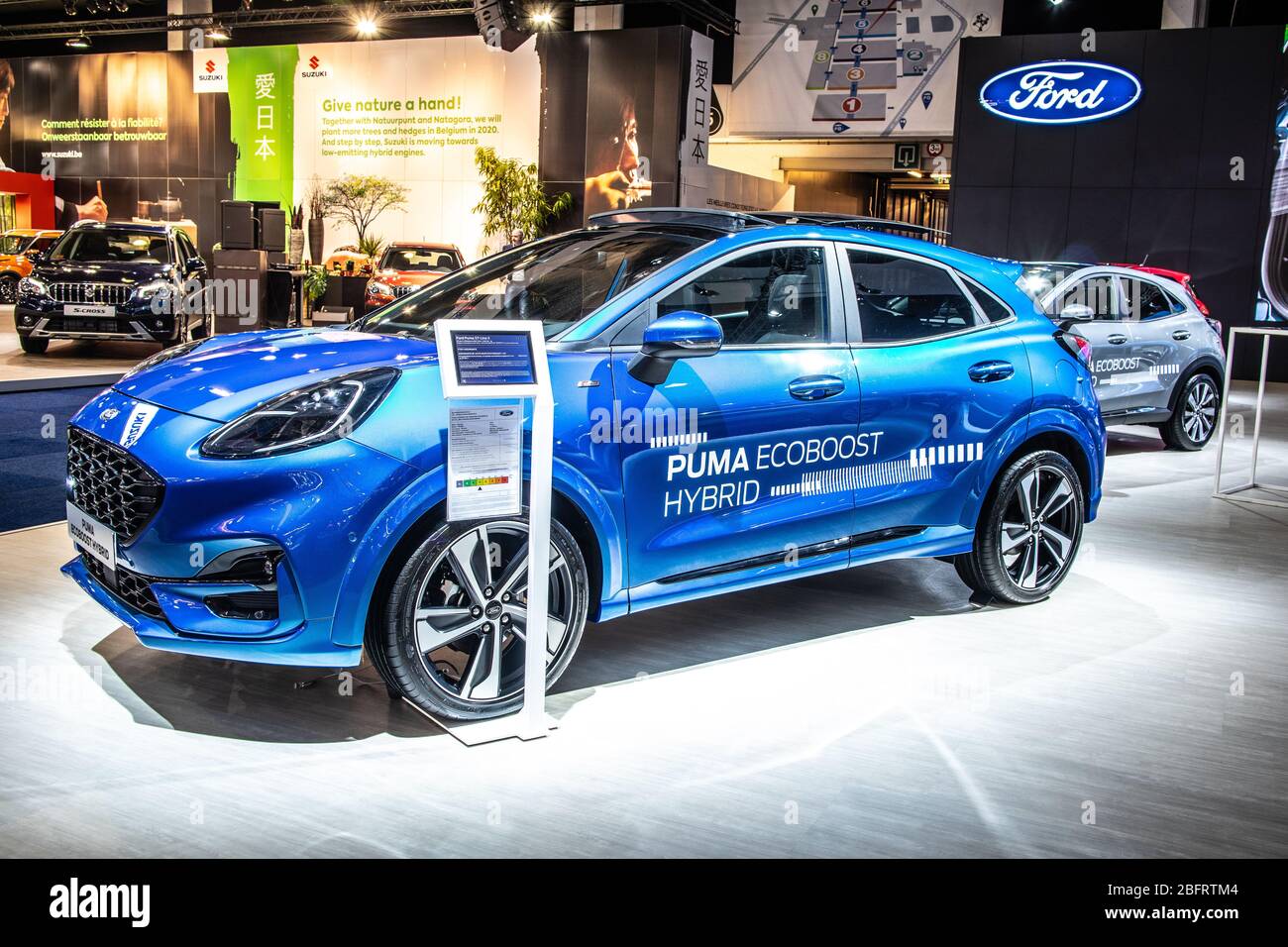 Bruxelles, Belgique, Jan 2020 Ford Puma EcoBoost Hybrid, Brussels Motor Show, brillant moderne SUV croisé subcompact produit par Ford Motor Company Banque D'Images