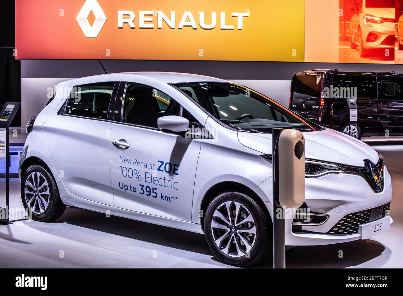 Bruxelles, Belgique, Jan 2020 Renault électrique ZOE, Brussels Motor Show, produit par Renault, constructeur automobile multinational français Banque D'Images