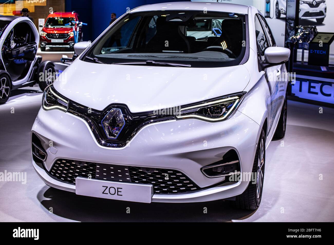 Bruxelles, Belgique, Jan 2020 Renault électrique ZOE, Brussels Motor Show, produit par Renault, constructeur automobile multinational français Banque D'Images