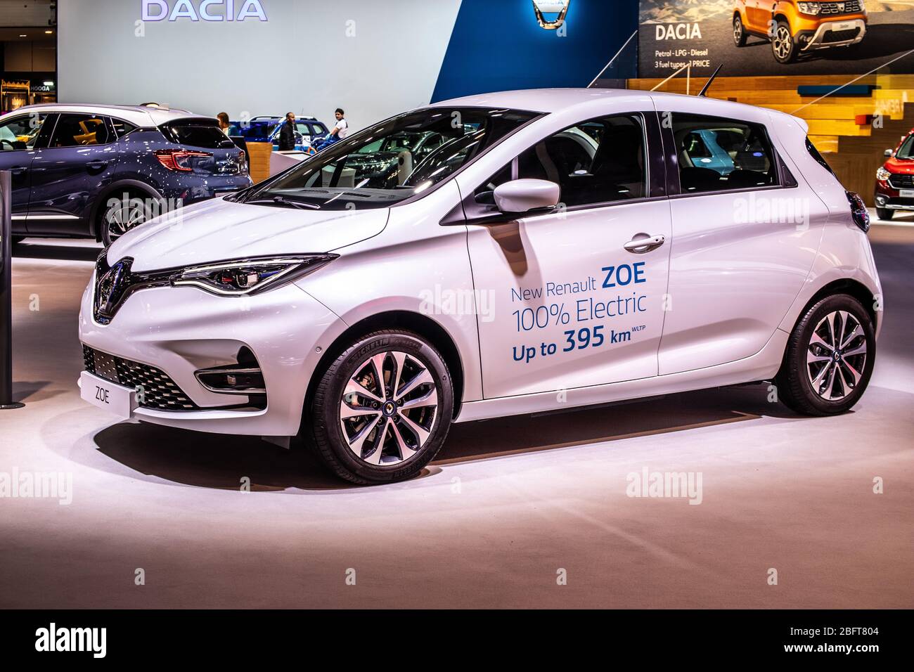 Bruxelles, Belgique, Jan 2020 Renault électrique ZOE, Brussels Motor Show, produit par Renault, constructeur automobile multinational français Banque D'Images