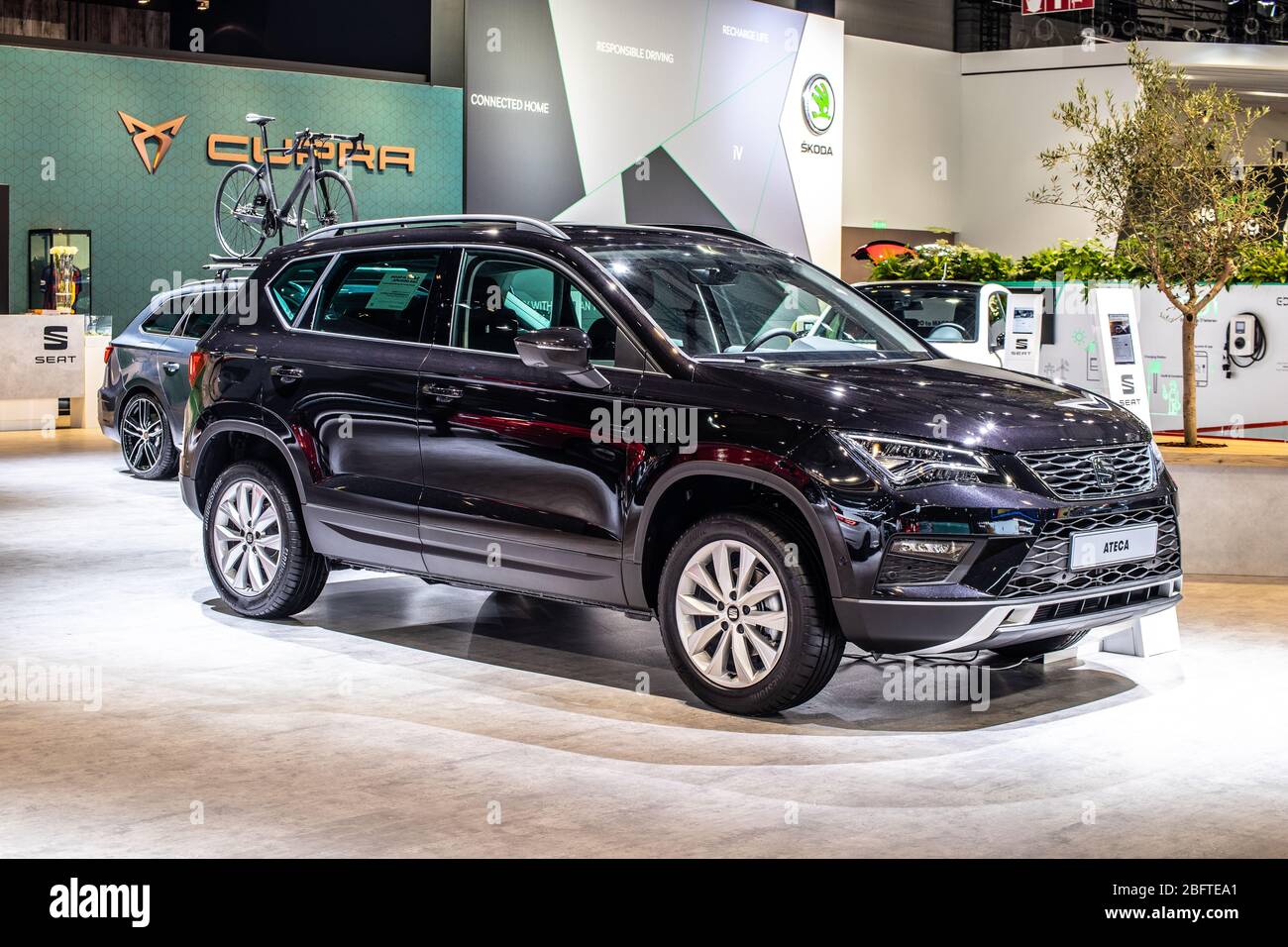 Bruxelles, Belgique, Jan 09, 2020: Siège Ateca au salon de l'automobile de Bruxelles, véhicule compact croisé (CUV) produit par SIÈGE constructeur automobile espagnol Banque D'Images