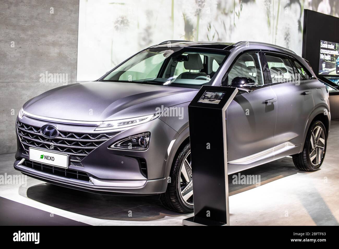 Bruxelles, Belgique, Jan 2020 Hyundai Nexo, hydrogène Fuel Cell powered Crossover SUV, Brussels Motor Show, Nexo gamme de 800 km, voiture de Hyundai Banque D'Images