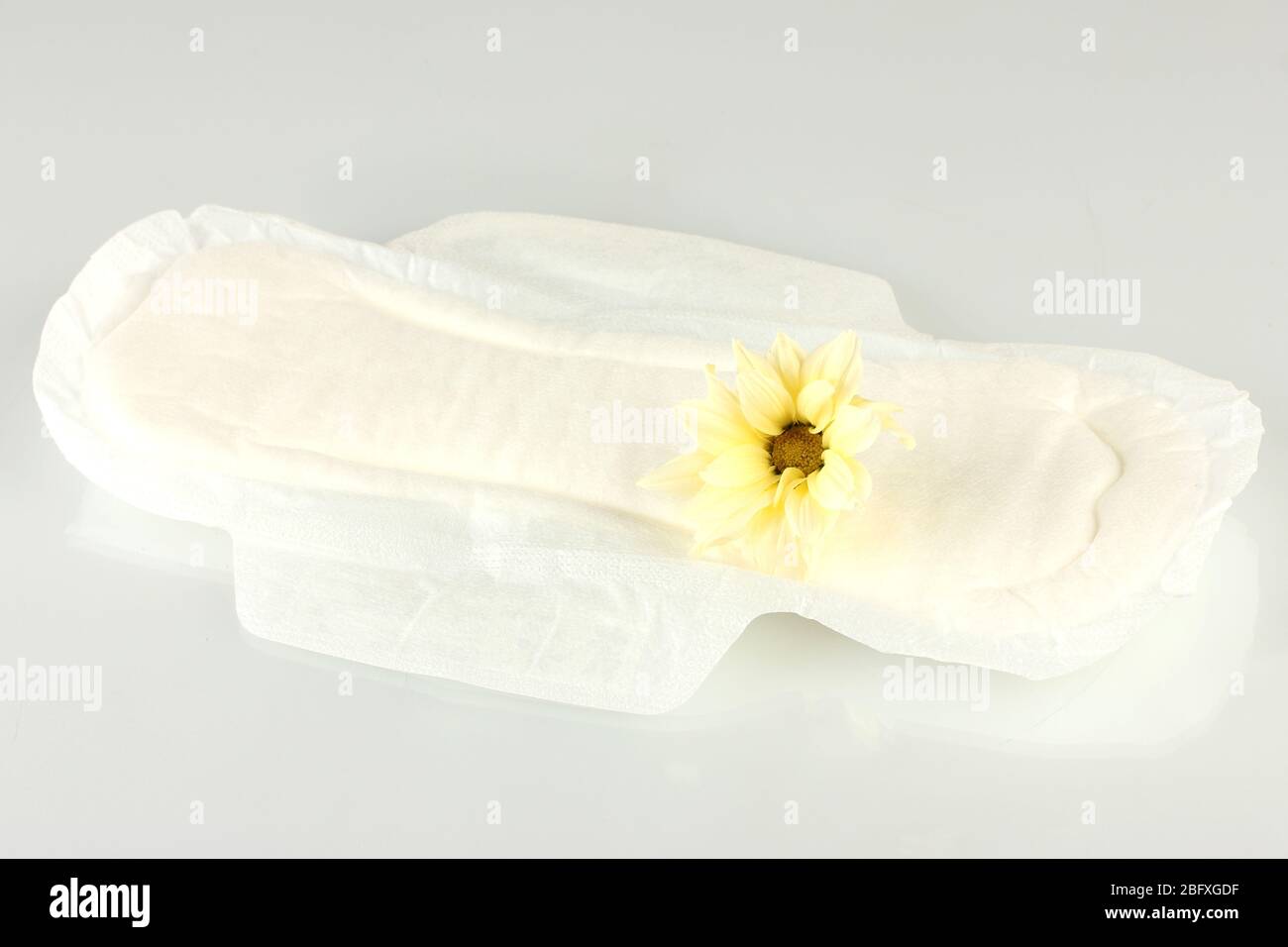Doublure et fleur jaune isolée sur blanc Banque D'Images