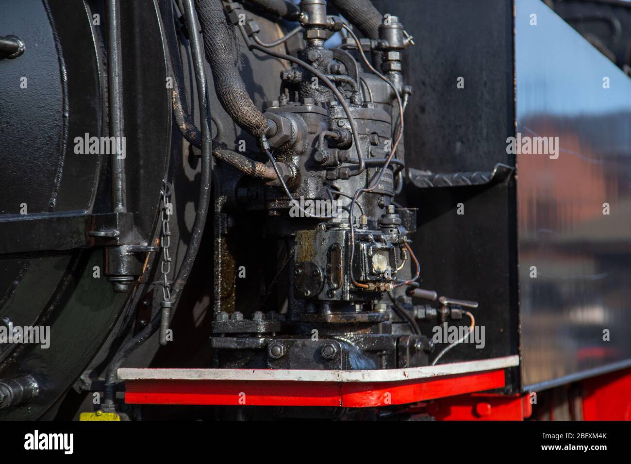 Composant noir d'une ancienne locomotive à vapeur Banque D'Images