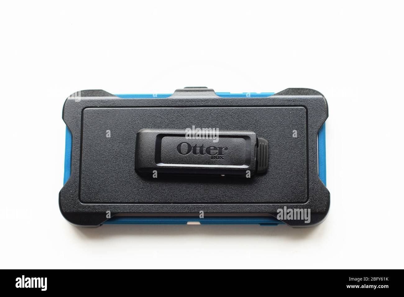 Protecteur de téléphone mobile OtterBox Defender pour Samsung Galaxy S10+ isolé sur fond blanc Banque D'Images