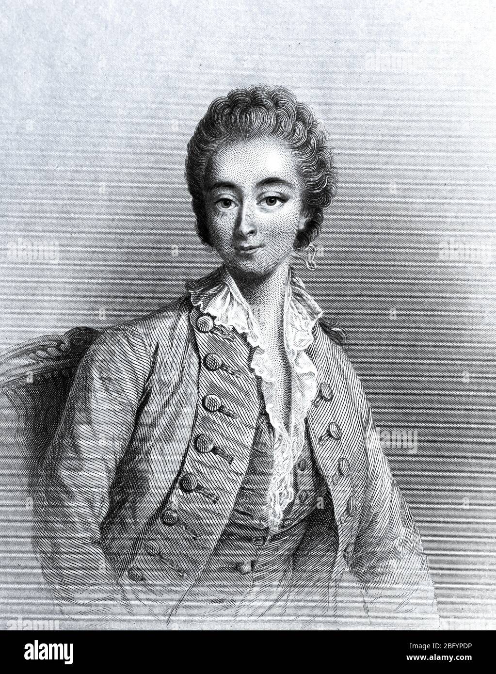 Jeanne BeCu (1743-1793) Comtesse du Barry. Dernière maîtresse du roi Louis XV de France. Gravure (C. 1890) par J.C. Armitage après peinture. Banque D'Images