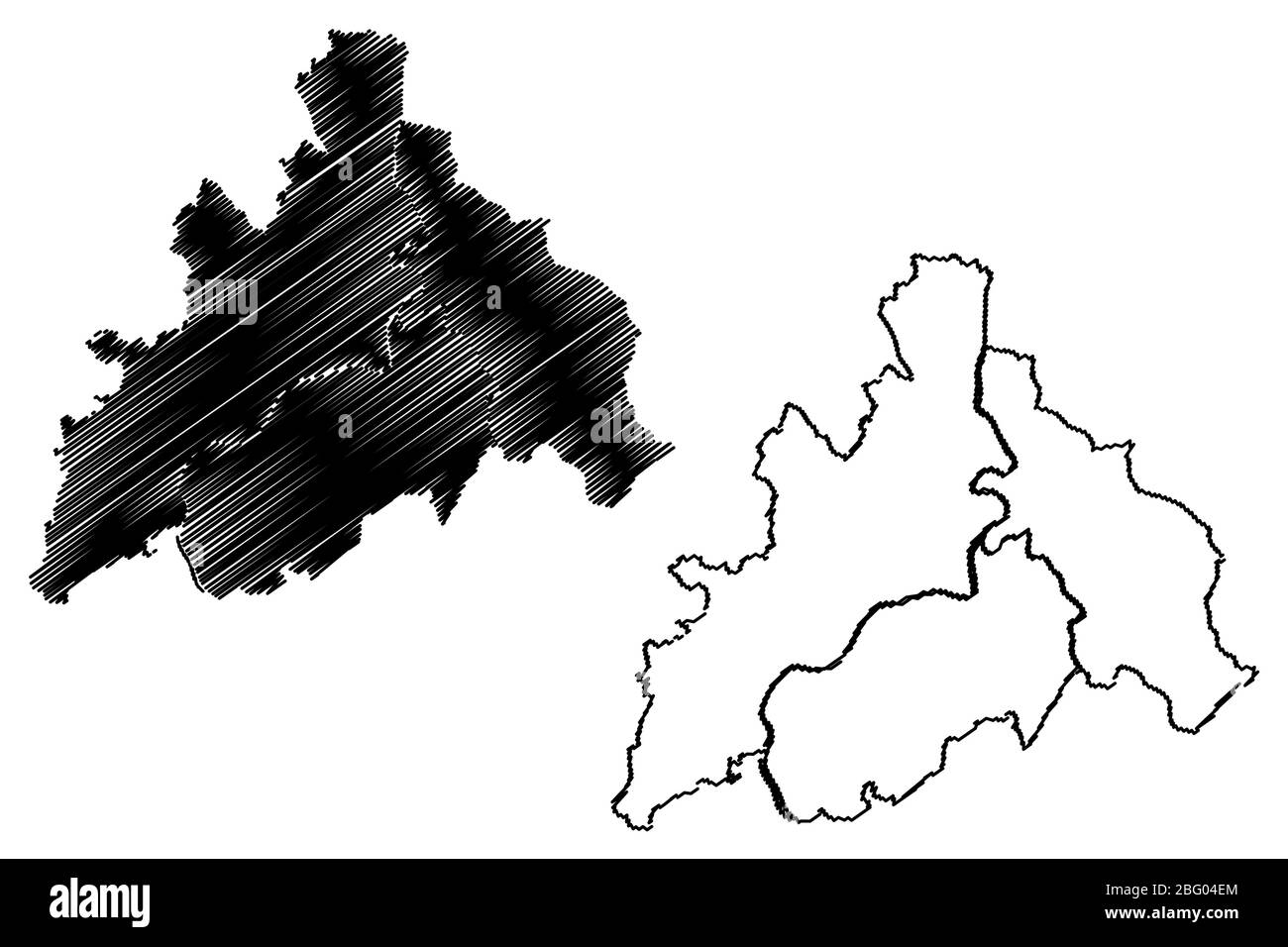 Banja Luka City (Bosnie-Herzégovine, Bosnie-Herzégovine, Republika Srpska) illustration vectorielle, esquisse de griffonnage carte de la ville de Banjaluka Illustration de Vecteur