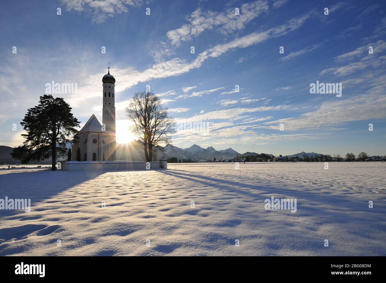 Église Sankt Coloman, près de Füssen dans l'Allgäu, souabe, Bavière, Allemagne, Europe Banque D'Images