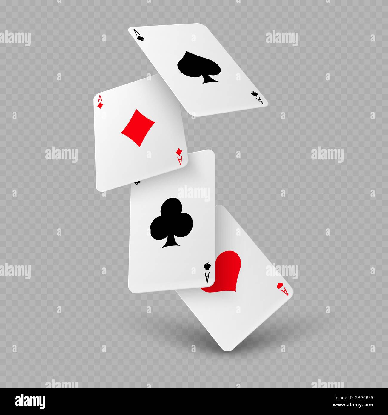 Chute de cartes de jeu de poker d'as isolées sur fond transparent. Illustration vectorielle Illustration de Vecteur