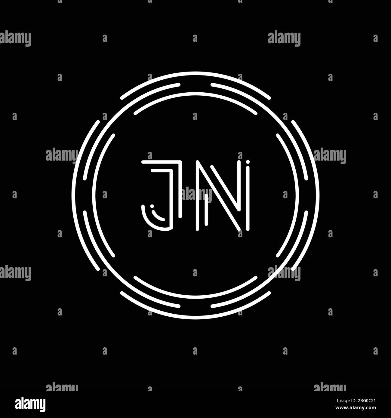 Lettre créative JN logo Design Vector Template. Logo numérique lettre liée JN Illustration de Vecteur