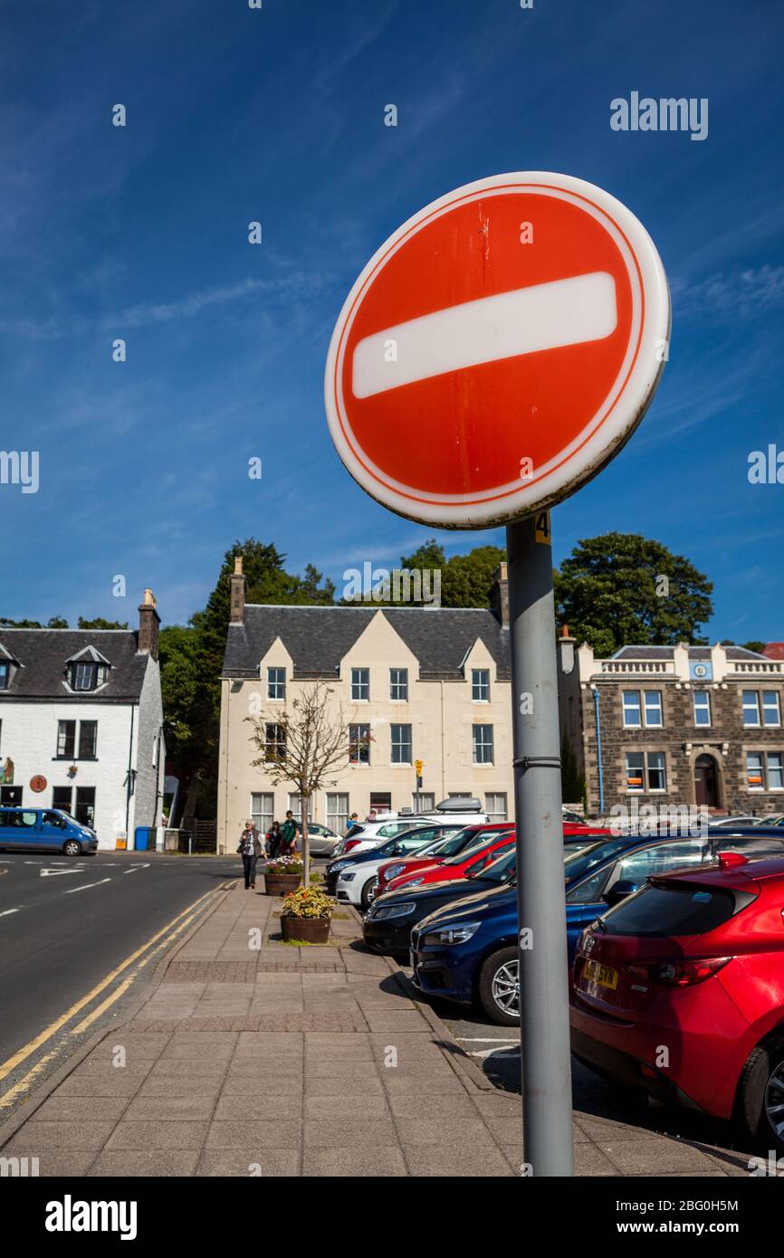 Pas de panneau d'entrée, Portree, Ile de Skye, Ecosse Banque D'Images