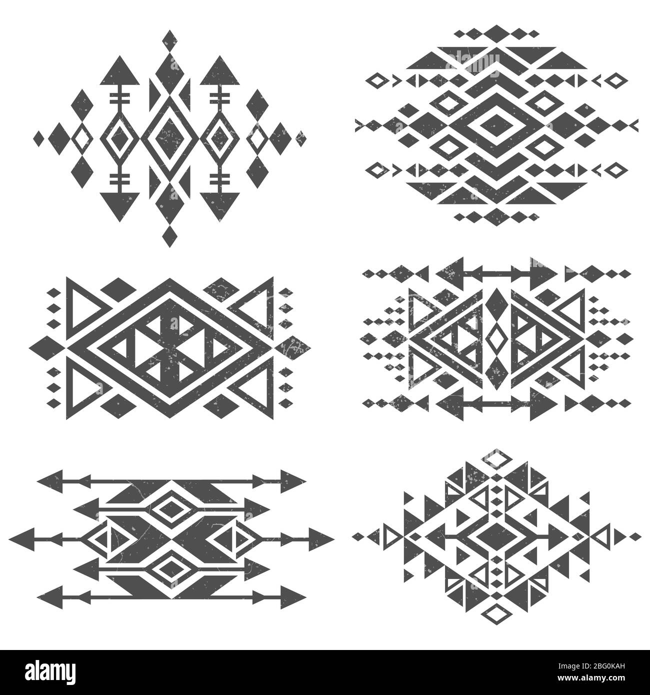 Grunge mexican aztec tribale de logo vectoriel traditionnel conception isolée sur fond blanc. Les éléments traditionnels tribaux d'Aztec, navajo et cadre africain t Illustration de Vecteur