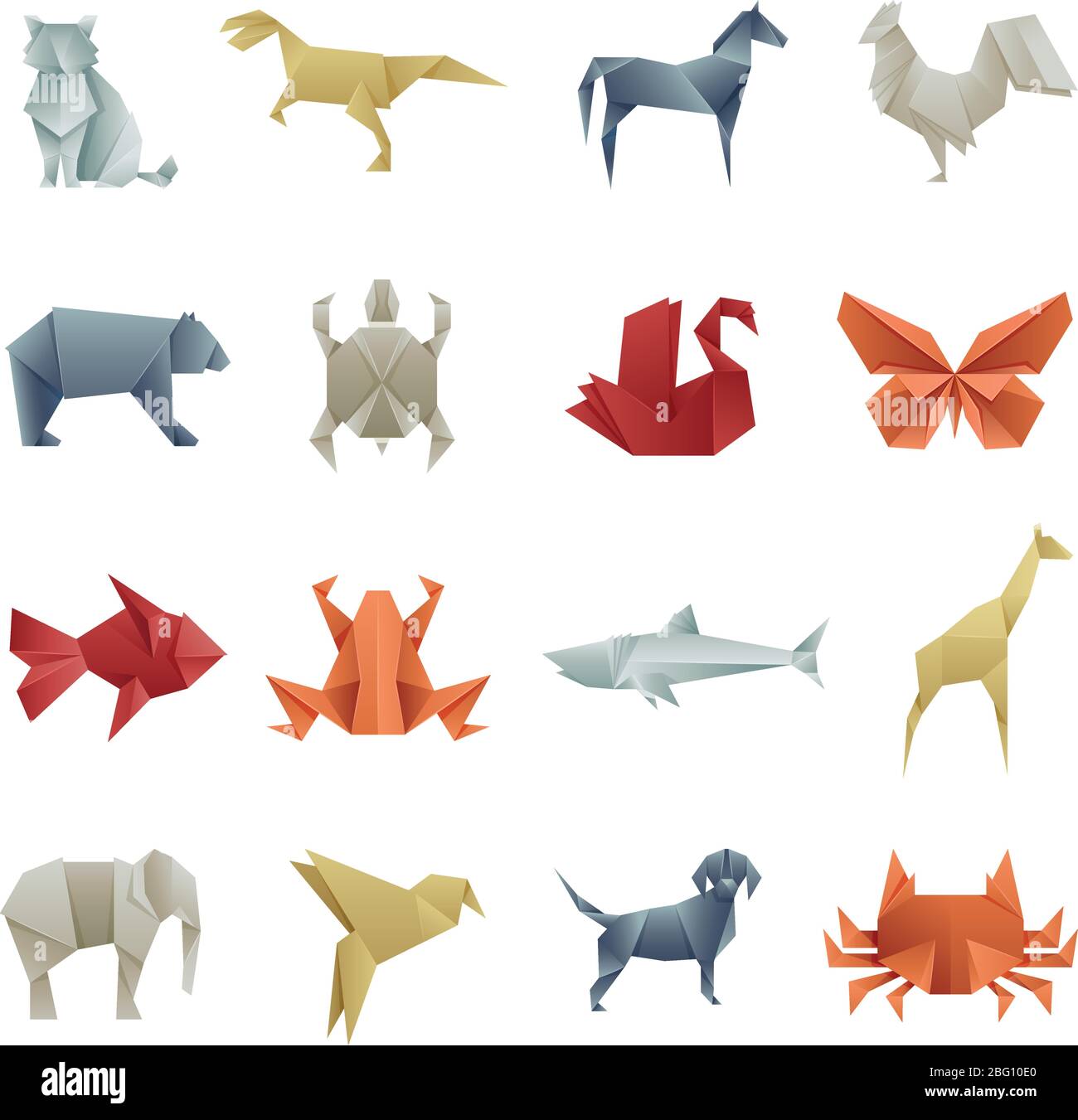 Origami papier animaux asian Creative Vector Art. Origami japon animal papillon et ours, tortue et girafe illustration Illustration de Vecteur