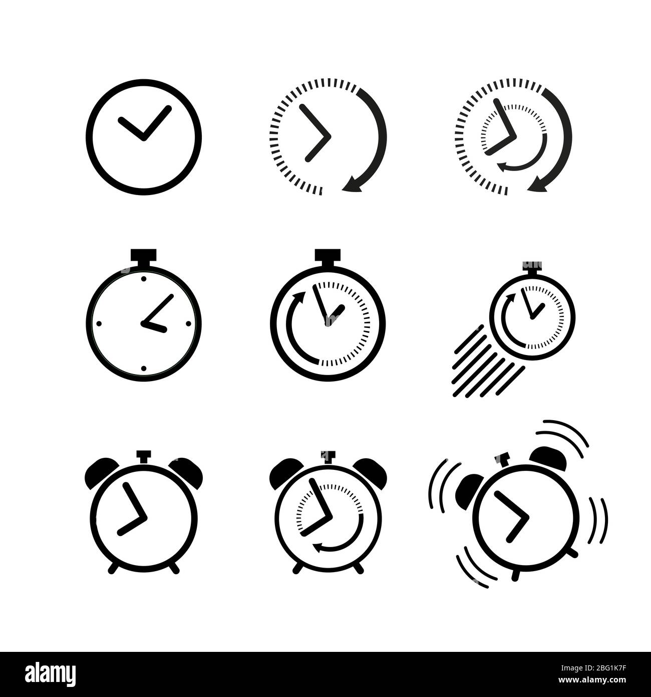 Icône de l'horloge réglez l'horloge, le réveil, la date limite Illustration de Vecteur