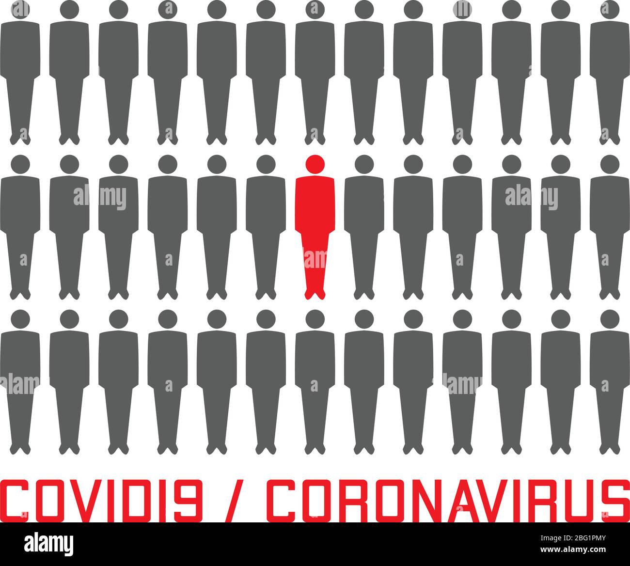 Illustration simple vectorielle d'un homme infecté dans une foule, isolée sur fond blanc Illustration de Vecteur