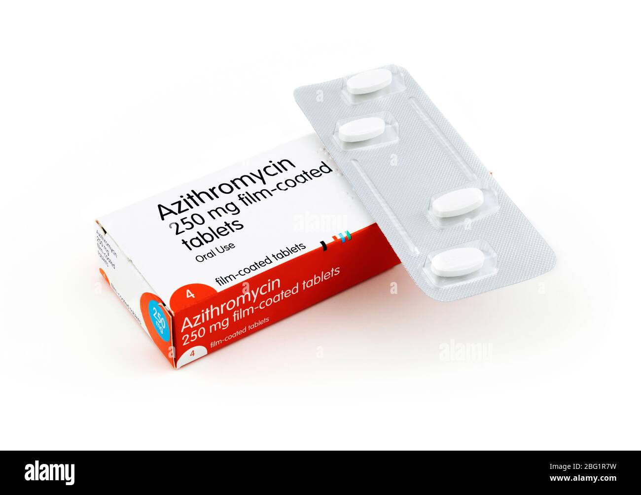Comprimés d'Azithromycin Azithromycin 250 mg comprimés COVID 19 traitement possible Banque D'Images