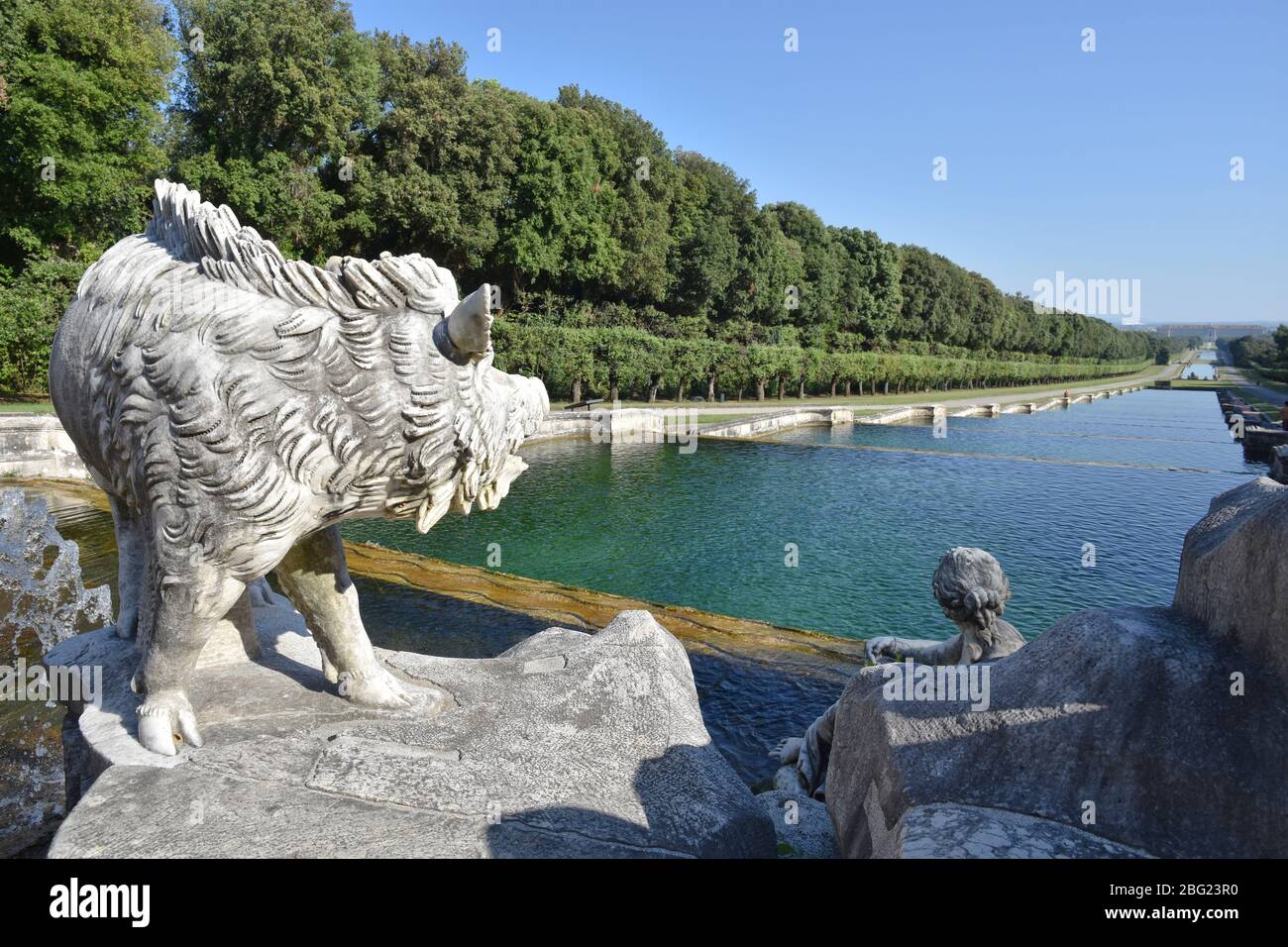 Les jardins du Palais Royal de Caserta, Italie Banque D'Images