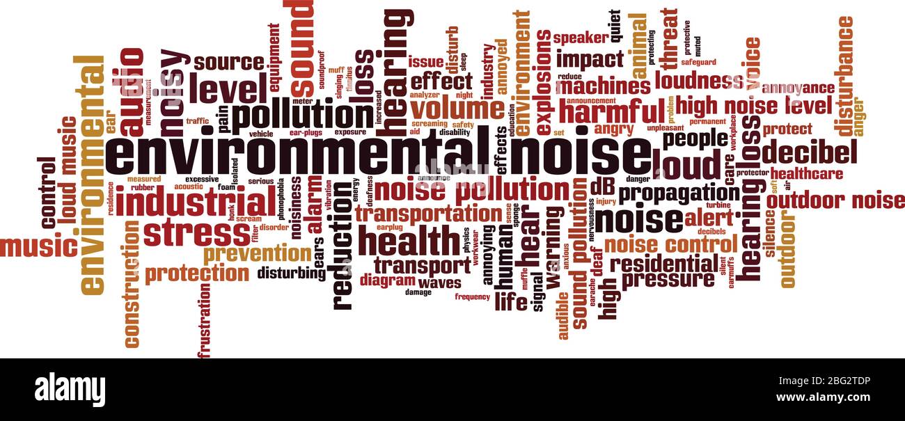 Concept de cloud à bruit environnemental. Collage de mots sur le bruit de l'environnement. Illustration vectorielle Illustration de Vecteur