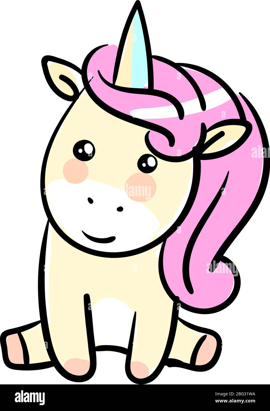 UNICORN assis, illustration, vectoriel sur fond blanc Illustration de Vecteur