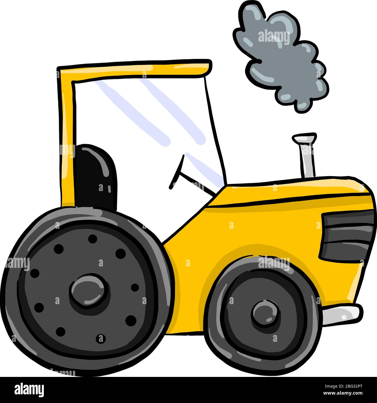 Tracteur jaune, illustration, vecteur sur fond blanc Illustration de Vecteur