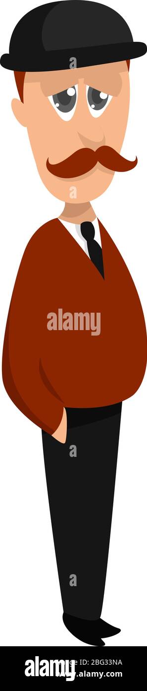 Vieux gentleman avec moustache, illustration, vecteur sur fond blanc Illustration de Vecteur