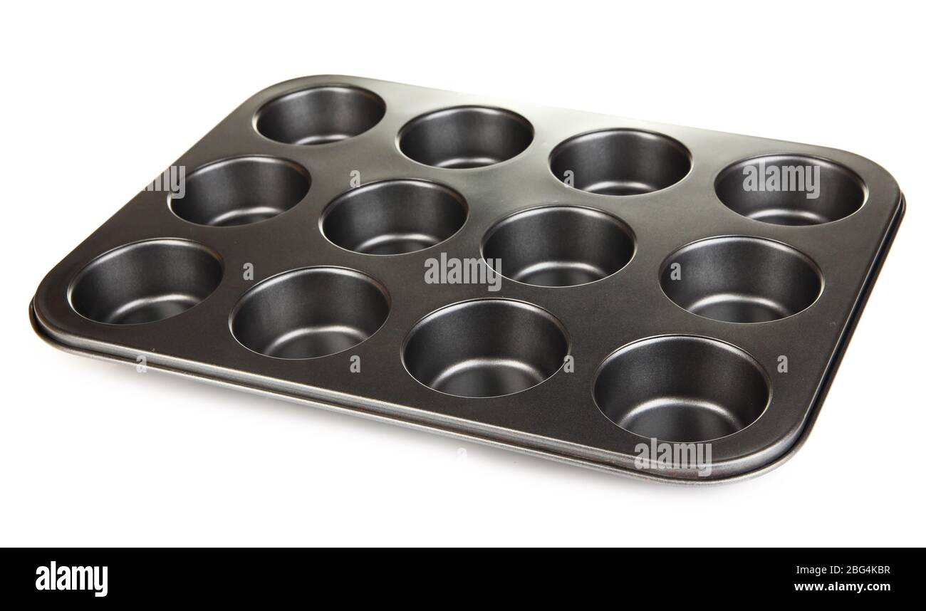 Plateau de muffins isolé sur blanc Banque D'Images